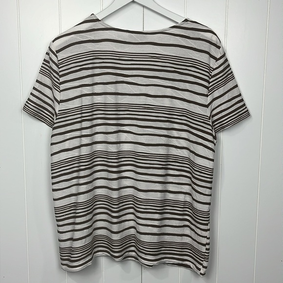 Alfred Dunner Womens Top Chocolate Brown Cream XL Pullover Beading Stripes Flaw - Picture 9 of 11